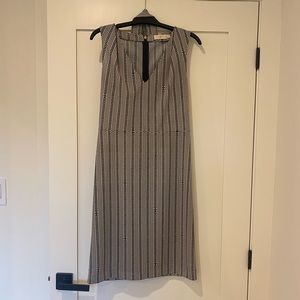 Tory Burch - cream and navy patterned dress - size small - polyester